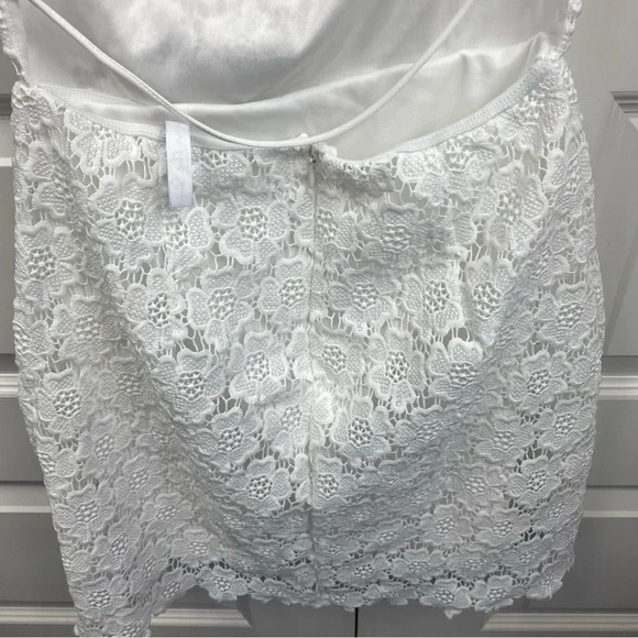 Crochet Eyelet Floral Dress White Strappy Open Back Romantic Baddie Party Small - Picture 6 of 8